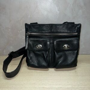 Danier Genuine Leather Black Messenger Crossbody Bag | Adjustable Strap